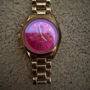 Geneva Gold Watch with Pink Dial